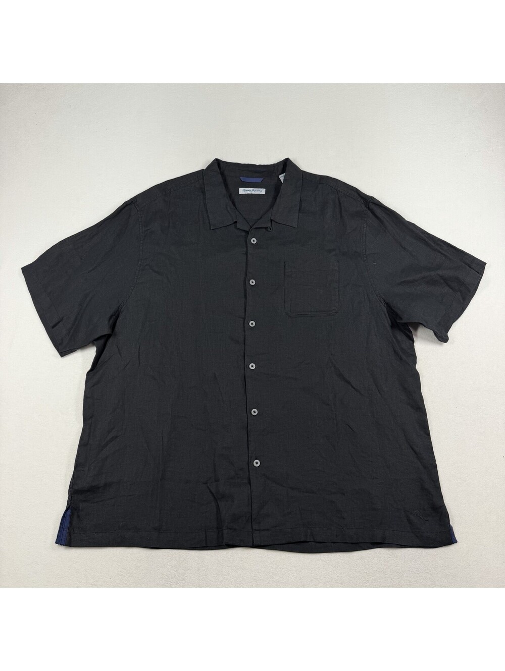 Tommy Bahama Men’s Black 100% Linen Relax Short Sleeve Camp Shirt Size 2XLB